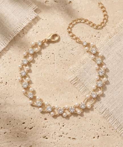 Pearl & Crystal Chain Bracelet