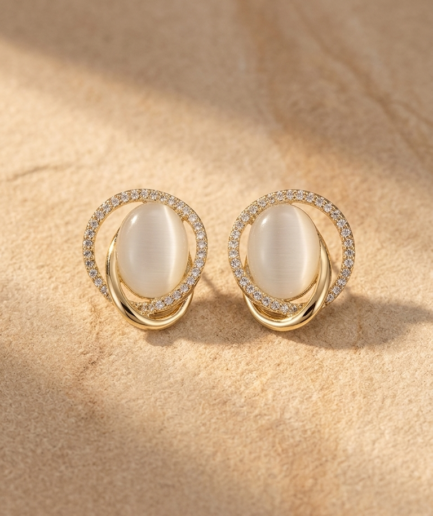 Twisted Halo Pearl Earrings