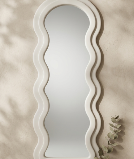 White Fabric Padded Mirror